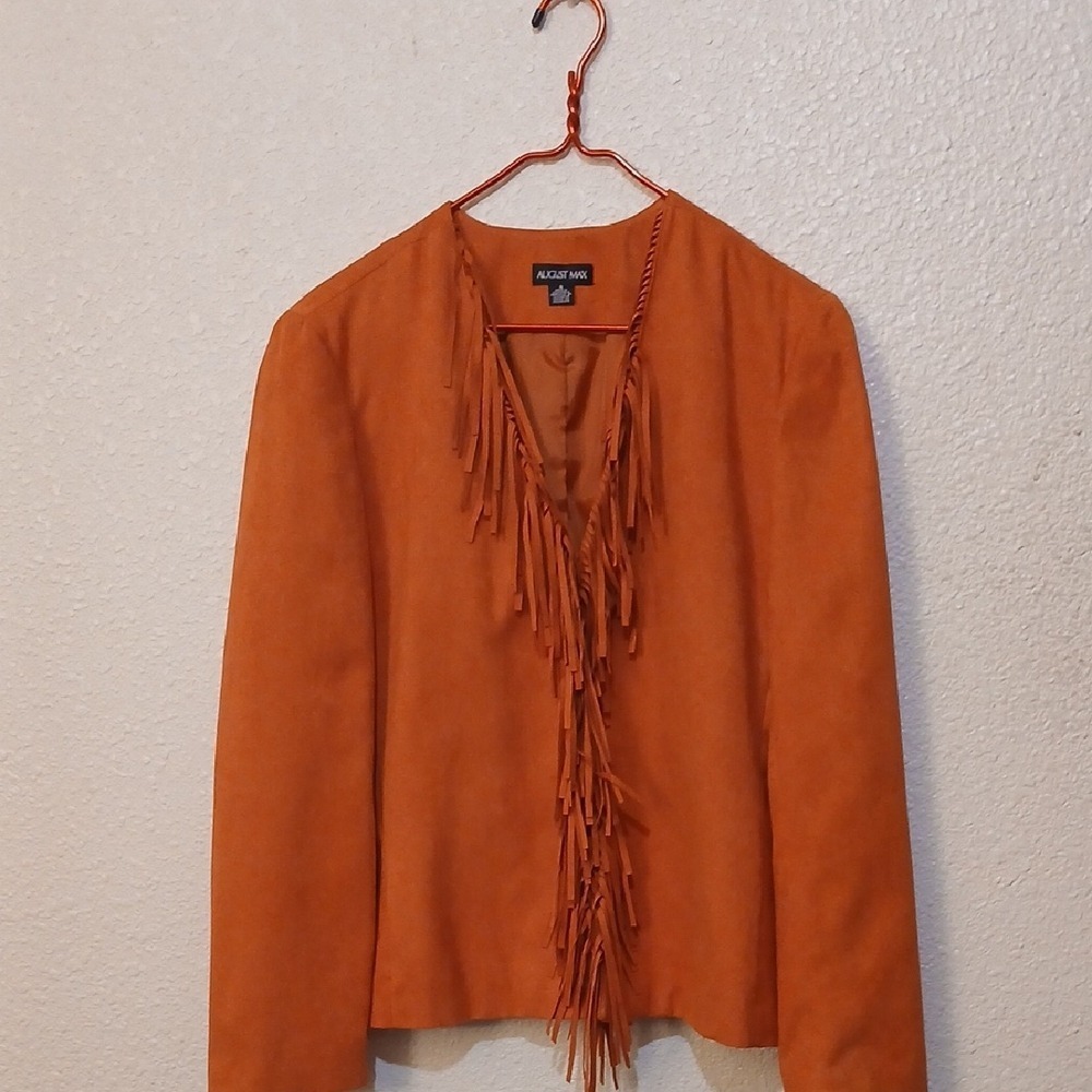 Make Offer!  August Max Women's Fringe Jacket - Orange Size 3